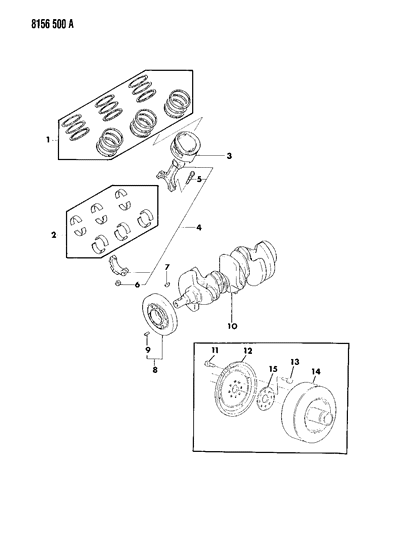 1988 Dodge Dynasty Crankshaft , Pistons And Torque Converter Diagram 3