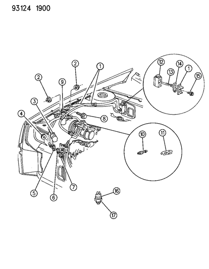 1993 Chrysler LeBaron GTC Plumbing - A/C & Heater Diagram 3