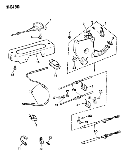 1992 Jeep Comanche Lever Assembly & Cables Parking Brake Diagram