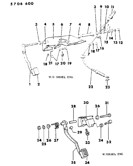 1986 Dodge Ram 50 Clutch Pedal Diagram