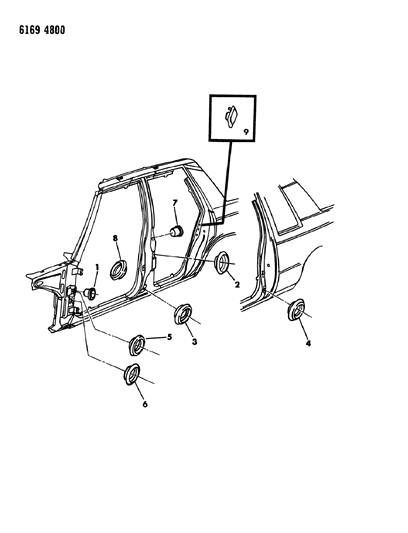 1986 Chrysler LeBaron Base Plugs - Body Side Diagram