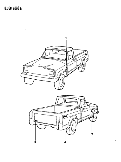 1987 Jeep J10 Nameplates Diagram