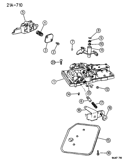 1995 Jeep Wrangler Valve Body & Electronic Control Diagram