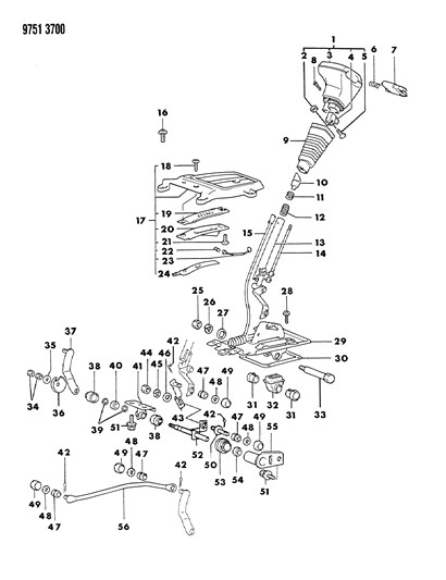 1989 Chrysler Conquest Controls, Gearshift Diagram