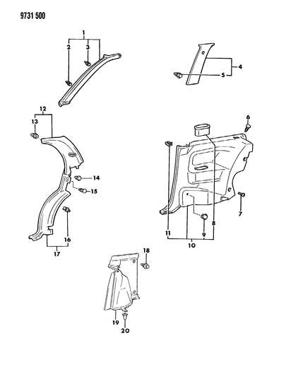 1989 Dodge Colt Trim Panels Diagram