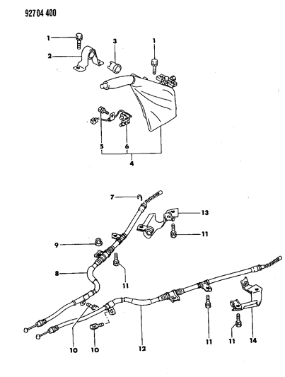 1994 Dodge Stealth Controls, Parking Brake Diagram 1
