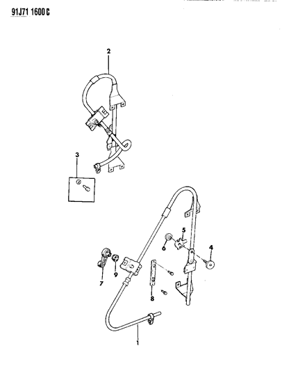 1992 Jeep Comanche Regulator - Door Glass Diagram