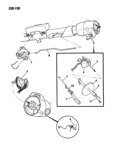 1989 Dodge Dakota Switches - Turn Signal & Hazard Warning Diagram