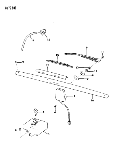 1987 Jeep Grand Wagoneer Tailgate Wiper & Washer System Diagram