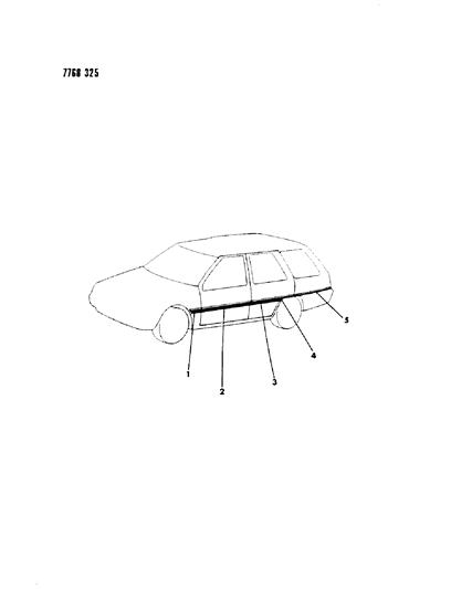 1988 Dodge Colt Mouldings - Exterior View Diagram 3