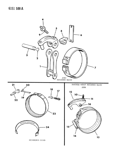 1986 Chrysler Fifth Avenue Bands, Reverse & Kickdown With Linkage Diagram