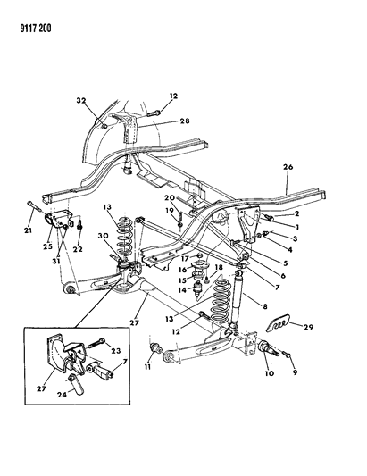 1989 Dodge Shadow Suspension - Rear Diagram