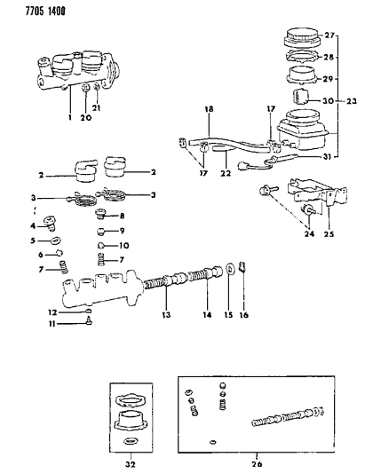 1987 Chrysler Conquest Brake Master Cylinder Diagram