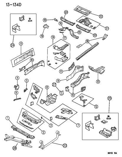 1996 Chrysler Sebring Convertible Frame Front Diagram