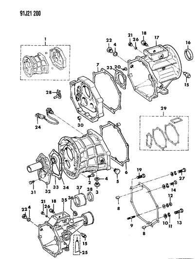 Case, Extension & Miscellaneous Parts of Manual Transmission & Transfer  Case - 1993 Jeep Cherokee