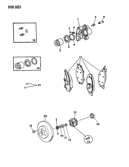 1989 Dodge Daytona Brakes, Front Diagram 2