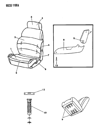 1990 Chrysler LeBaron GTC Front Seat Diagram 1
