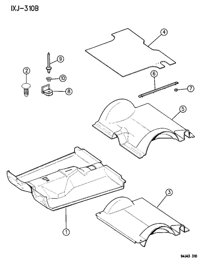 1994 Jeep Cherokee Carpet-Floor 16 Oz Diagram for 5ER12RA8