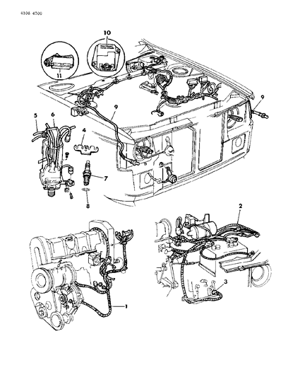 1984 Dodge Rampage Wiring - Engine - Front End & Related Parts Diagram