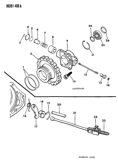 1991 Dodge Ramcharger Governor & Parking Sprag Diagram