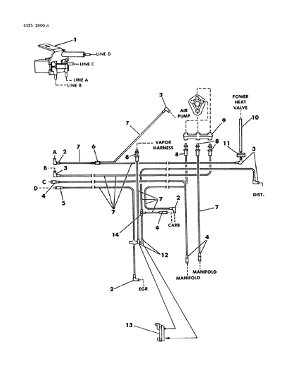 1984 Dodge Ram Wagon EGR Hose Harness Diagram 8