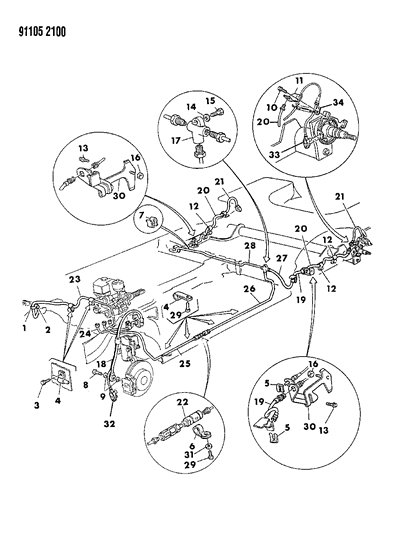 1991 Chrysler TC Maserati Lines & Hoses, Brake Diagram