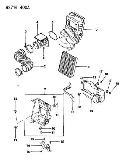 1992 Dodge Colt Gasket-Air Cleaner Diagram for MD620598