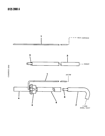 1988 Dodge Diplomat Vapor Canister Hose Harness Diagram 2