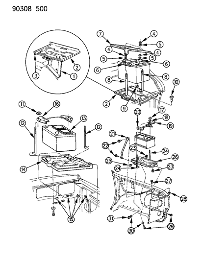 1990 Dodge Ram Van Battery Tray Diagram