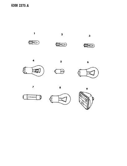 1986 Dodge W150 Bulb Cross Reference Diagram