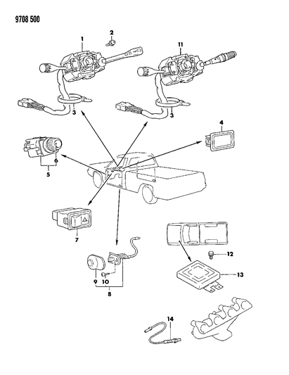 1989 Dodge Ram 50 Switches & Electrical Controls Diagram