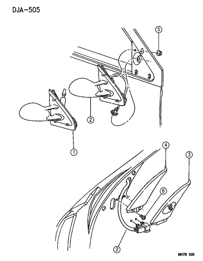 1996 Dodge Stratus Mirror - Exterior Diagram