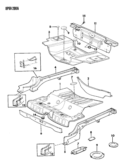 1992 Dodge Monaco Pan - Rear Floor Diagram