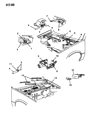 1989 Chrysler LeBaron Windshield Wiper & Washer System Diagram