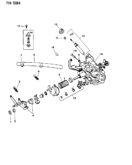 1987 Chrysler Town & Country Carburetor Throttle Body Components Diagram