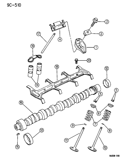 1994 Dodge Ram 3500 Camshaft & Valves Diagram 2