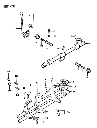 1992 Dodge Ram 50 Control, Shift Diagram 3