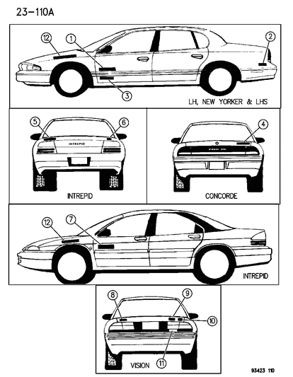 1994 Chrysler New Yorker Nameplates Diagram