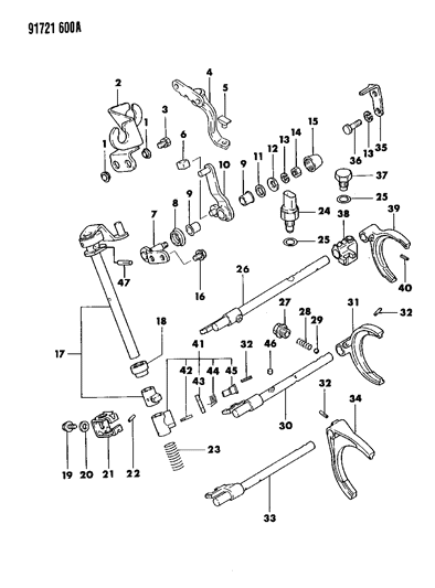 1991 Dodge Colt Control, Shift Diagram 2