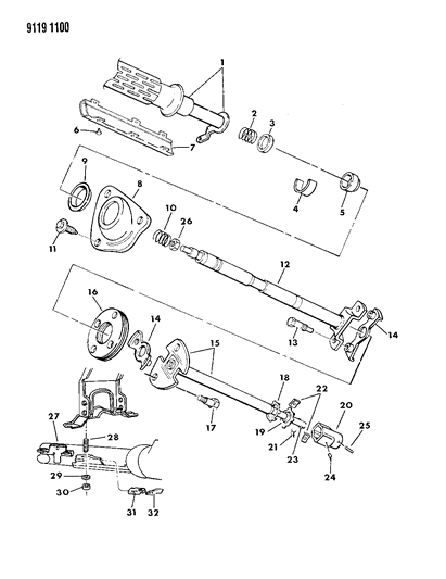 1989 Chrysler Fifth Avenue Column, Steering, Lower Without Tilt Diagram