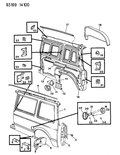 1993 Chrysler Town & Country Quarter Panel Diagram 1