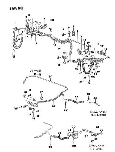 1990 Dodge Colt Lines & Hoses Diagram