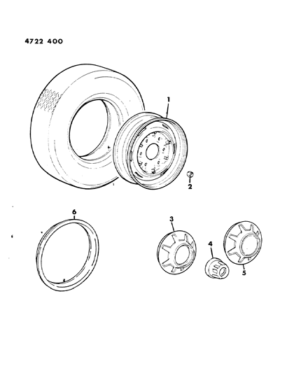 1984 Dodge Ram 50 Wheels & Covers Diagram 1