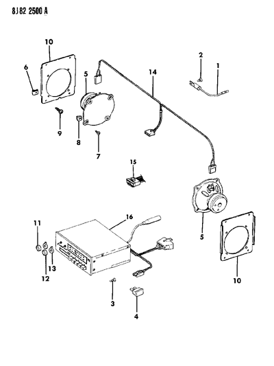 1988 Jeep J10 Speakers & Knobs - Radio Diagram 2