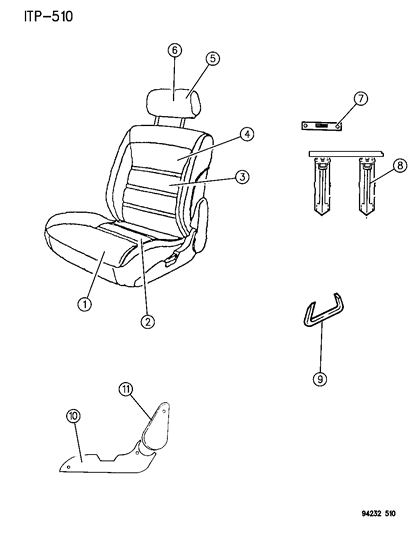 1994 Dodge Shadow Front Seat Diagram 2