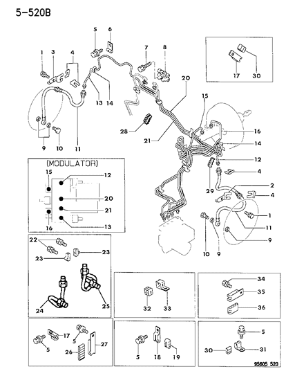 1996 Dodge Avenger RETAINER-Brake Line Diagram for MB668000