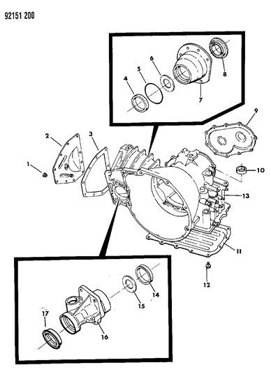 1992 Dodge Grand Caravan Case, Extension And Retainer Diagram