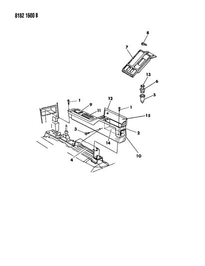 1988 Chrysler LeBaron Console, Center Diagram