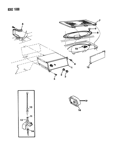 1988 Dodge D150 Instrument Panel Radio & Speakers Diagram