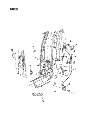 1988 Dodge Diplomat Belt - Front Seat Lap And Shoulder Diagram 2